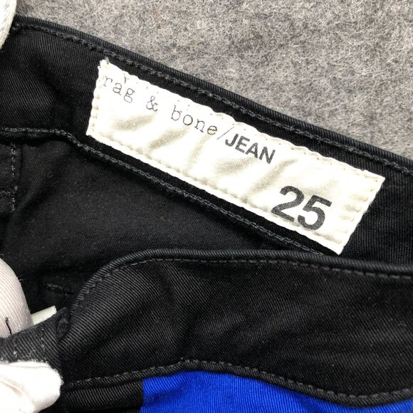 Rag & Bone Skinny Jeans Womens 25 Black Blue Colorblock Stretch Low Rise Stripe - Picture 8 of 10